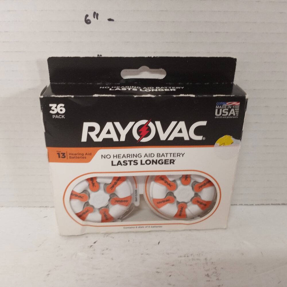 Rayovac 36 Pack Size 13 Hearing Aid Batteries 1.45v